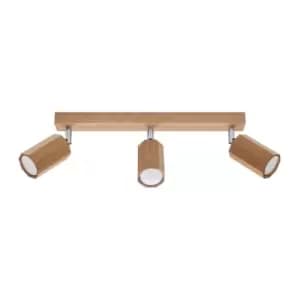 Zeke Oak Octagon Ceiling Spotlight Bar Wood, 3x GU10