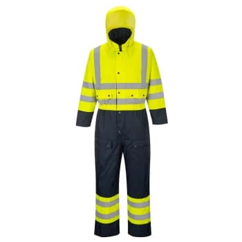 Oxford Weave 300D Class 3 Hi Vis Contrast Overall Yellow / Navy 2XL