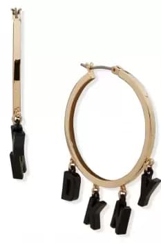 Ladies DKNY Jewellery PE 35MM DKNY HOOP GLD/BLACK 04G00388