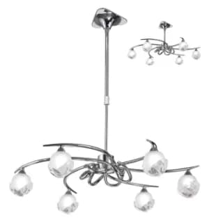 Fragma Telescopic Semi Flush Convertible 6 Light G9, Polished Chrome