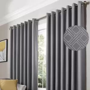 Blackout Curtains Eyelet Ring Top Diamond, Polyester, Silver, 66 x 90 - Silver - Alan Symonds