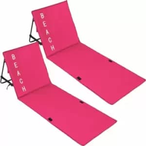 Tectake - 2 beach mats with backrest - folding beach chair, folding beach mat, sunbathing mat - pink - pink