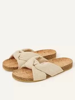 Accessorize Knotted Footbed Sandals, Beige, Size 38, Women