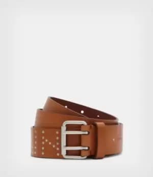 Remi AllSaints Womens Leather Belt, Tan, Size: L