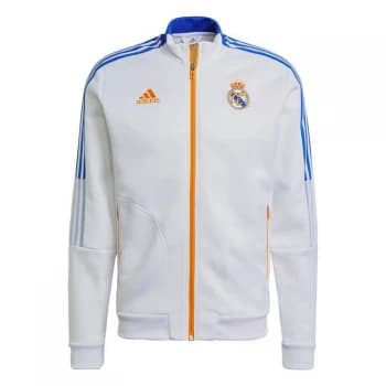 adidas Real Madrid Tiro Anthem Jacket Mens - White