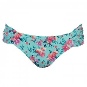 SoulCal Ruched Bikini Briefs Ladies - Aqua Floral
