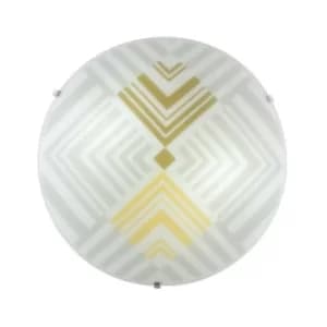 Fan Europe SEVENTY 3 Light Patterned Glass Flush Ceiling Light White 40cm