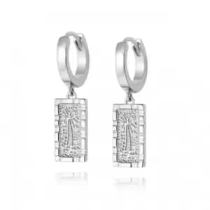 Palm Engraved Drop Sterling Silver Earrings WE10_SLV