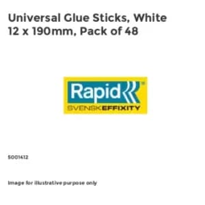 Rapid Universal Glue Sticks, White 12 x 190mm, Pack of 48