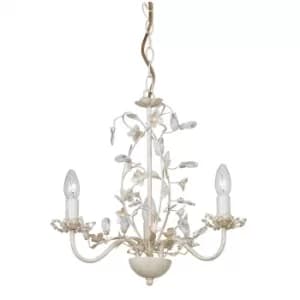 3 Light Multi Arm Ceiling Pendant Flower Design Cream Brushed Gold, Pearl Effect Acrylic, E14