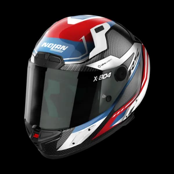 Nolan X-804 RS Ultra Carbon Maven 016 White Red Blue Full Face Helmet Size L