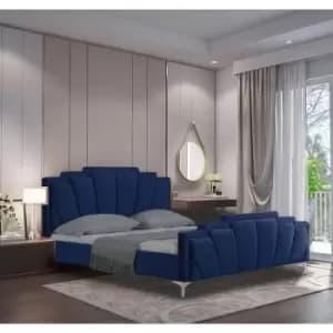 Lanna Bed Double Plush Velvet Blue