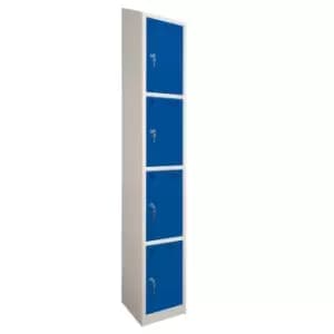 4 Door Locker, 300X300, Grey Carcass/Blue Doors, Sloping Top, Camlock