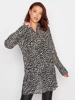 Long Tall Sally Animal Print Longline Shirt - Black, Size 10, Women