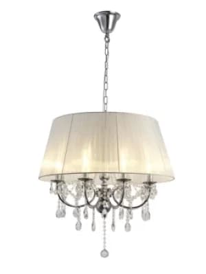 Olivia Ceiling Pendant with White Shade 8 Light Polished Chrome, Crystal