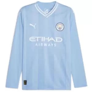 Puma Manchester City Long Sleeve Home Shirt 2023 2024 Adults - Blue