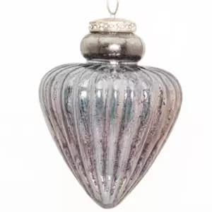 The Noel Collection Smoked Midnight Fluted Teardrop Bauble