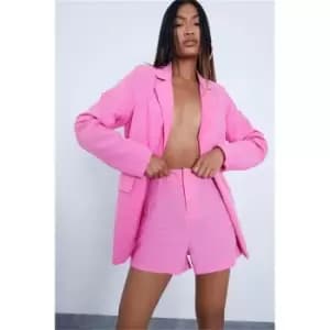 I Saw It First Hot Pink Linen Tailored Shorts - Pink