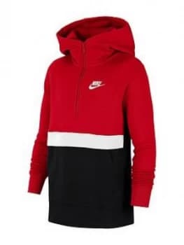 Nike Older Boys Club Hoodie - Red/Black