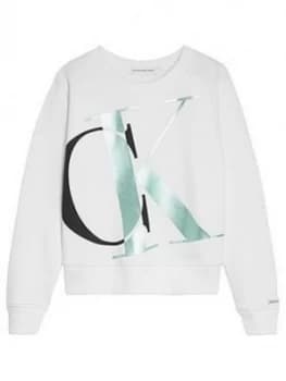 Calvin Klein Jeans Girls Exploded Monogram Boxy Sweat - White
