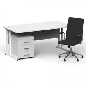 Impulse 1600800 White Cant Desk White 3 Dr Mobile Ped & Ezra