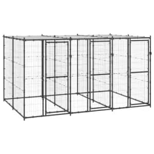 Vidaxl Outdoor Dog Kennel Steel With Roof 7.26 M