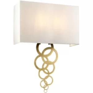 Elstead Rosa Large 2 Light Wall Light, Aged Brass, Ivory Faux Silk Shade