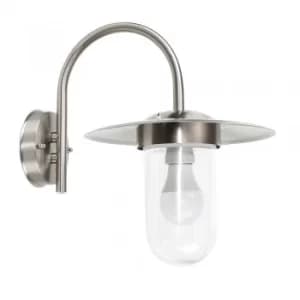 Lancaster IP44 Swan Neck Wall Lantern in Brushed Chrome