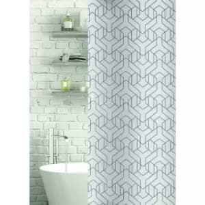 Silver Spirit Polyester Shower Curtain Silver - Whte/Grey