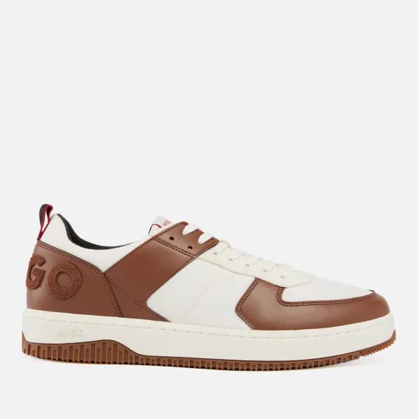 HUGO Mens Killian Tenn Faux Leather Trainers - UK 10 Brown Trainers male 50503032-241 10