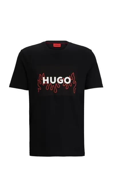 HUGO Dulive_U241 Graphic Flame Cotton T-Shirt - M Black Tops male 50506989-001 M