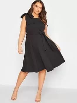 Yours London Bow Shoulder Skater Dress Black, Size 18, Women
