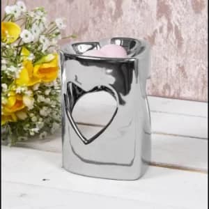 Ceramic Wax/oil Warmer Silver Heart Design by Lesser & Pavey