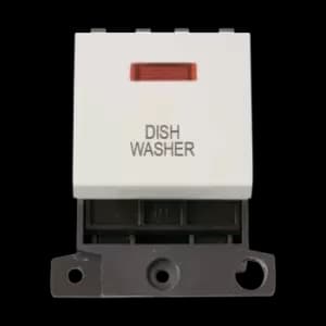 Click Scolmore MiniGrid 20A Double-Pole Ingot & Neon Dishwasher Switch White - MD023PW-DW
