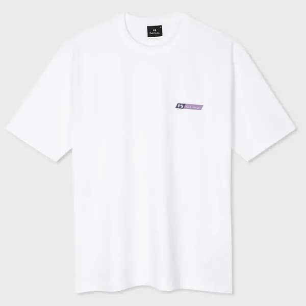 Paul Smith White PS Slant Logo Cotton-Blend T-Shirt