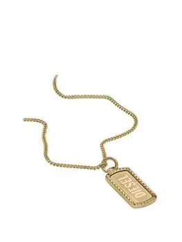 Diesel Mens Stainless Steel Single Dog Tag Necklace