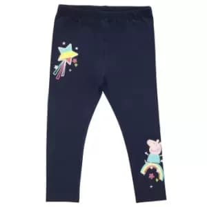 Peppa Pig Girls Rainbow Leggings (2-3 Years) (Navy)