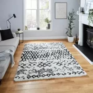 Scandi Berber G271 White Black 200cm x 290cm Rectangle - Black and Ivory