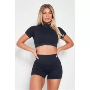 I Saw It First Washed Seamless Sculpt Ruched Bum Short - Black