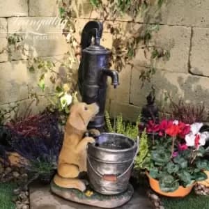 Tranquility Water Features - Puppy Dog Fountain Solar Powered Water Feature