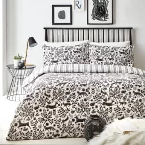 Skandi Woodland Duvet Cover and Pillowcase Set Charcoal (Grey)