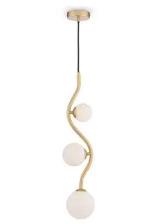 Modern Uva 3 Light Gold Pendant Ceiling Light Glass Shade
