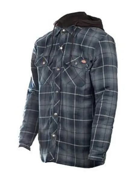 Dickies Mens Fleece Hood Flannel Shirt Jacket - Blue Size M Men Blue VX4RG Male M