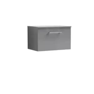 Nuie Arno 600mm Wall Hung 1 Drawer Vanity & Worktop Cloud Grey