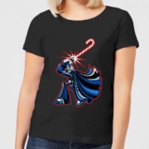 Star Wars Candy Cane Darth Vader Womens Christmas T-Shirt - Black