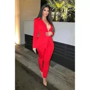 I Saw It First Red Tailored Cigarette Trousers - Red