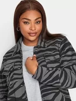 Yours Zebra Sweat Shacket, Black, Size 14, Women