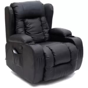 Caesar Swivel Rocking Massage Heated Manual Recliner - Black