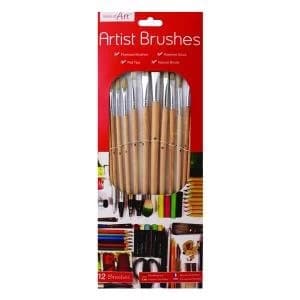Work of Art Natural Bristle Artist Brushes Flat Tip Pack of 12