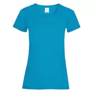 Womens/Ladies Value Fitted Short Sleeve Casual T-Shirt (Medium) (Cyan)